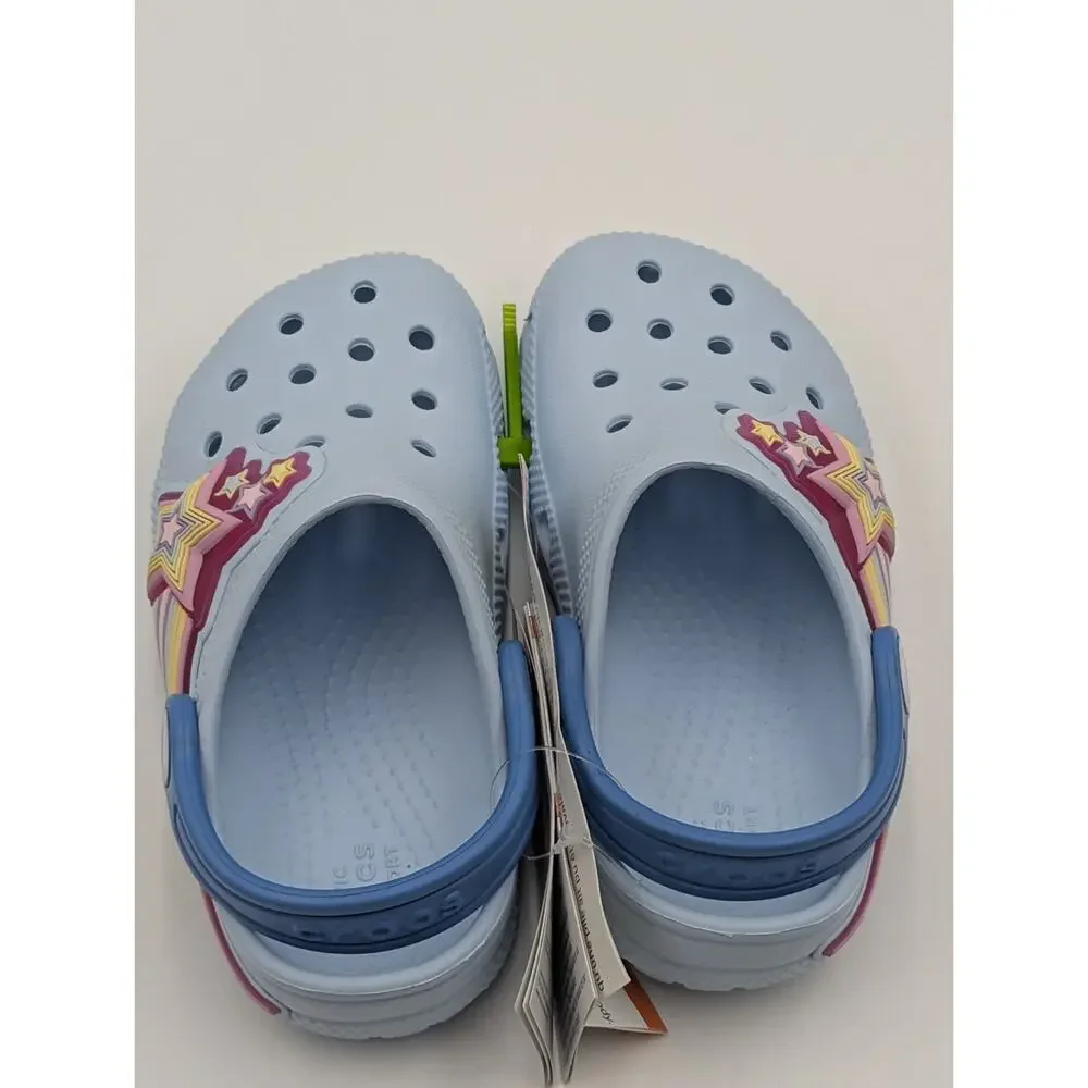Crocs Kids Size C 10 Classic Light Up Star Light Clogs Slides Blue Frost NWT